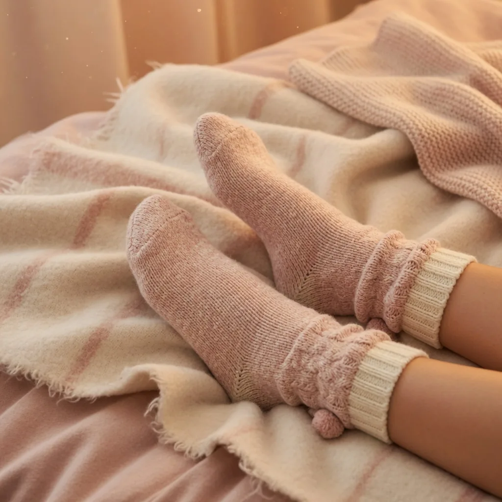 Cozy socks winter themed feet pics